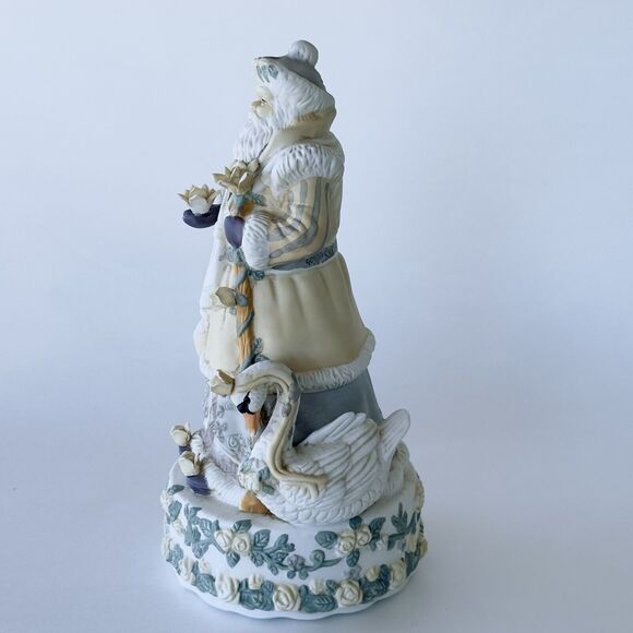 ABC Dist. Victorian Santa #16092 Christmas Swan Roses Music Box Figurine - Picture 4 of 12